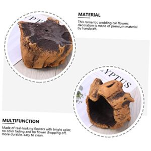 HANABASS 2pcs Unique Log Desktop Stump Decor Office Tree Design Creative Driftwood Indoor Container Vintage Bonsai Brown Cactus Pots Wooden Ornament Root Planters Tabletop Succulents for