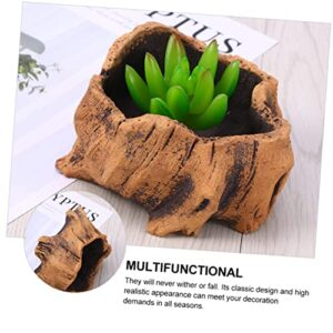 HANABASS 2pcs Unique Log Desktop Stump Decor Office Tree Design Creative Driftwood Indoor Container Vintage Bonsai Brown Cactus Pots Wooden Ornament Root Planters Tabletop Succulents for