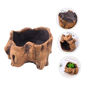 HANABASS 2pcs Unique Log Desktop Stump Decor Office Tree Design Creative Driftwood Indoor Container Vintage Bonsai Brown Cactus Pots Wooden Ornament Root Planters Tabletop Succulents for