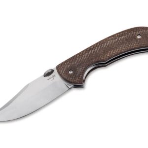 BOKER PLUS POCKET BOWIE Liner Lock Folding Pocket Knife, EDC Folder, Burlap Micarta Scales, D2 Blade, 3 Finger Compact Carry, Designed by Chuck Gedraitis