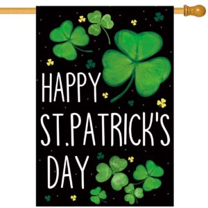 morigins happy st patrick's day lucky shamrocks clover double sided spring 17 march yard outdoor house flag 28x40 inch