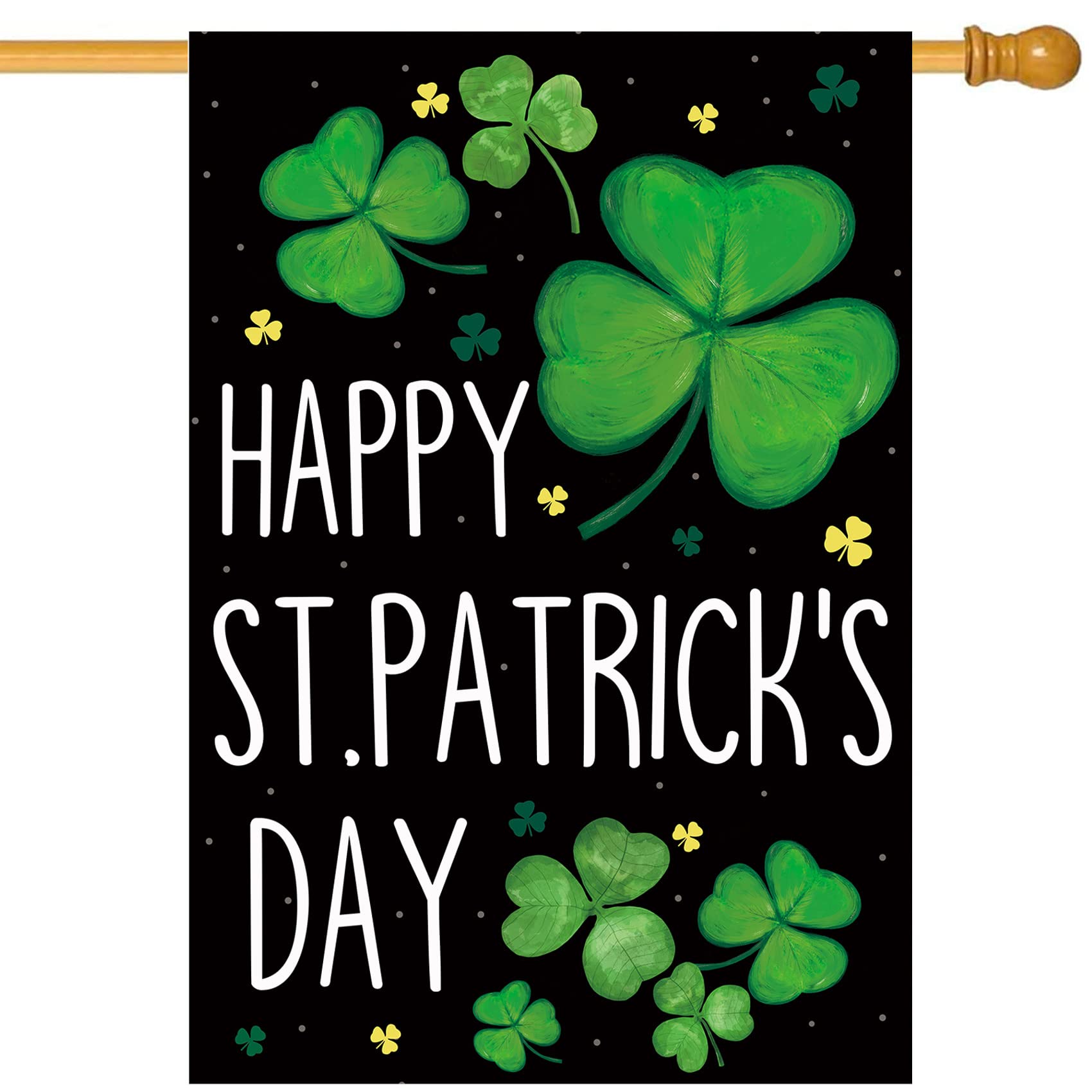 Morigins Happy St Patrick's Day Lucky Shamrocks Clover Double Sided Spring 17 March Yard Outdoor House Flag 28x40 Inch