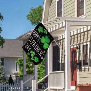 Morigins Happy St Patrick's Day Lucky Shamrocks Clover Double Sided Spring 17 March Yard Outdoor House Flag 28x40 Inch