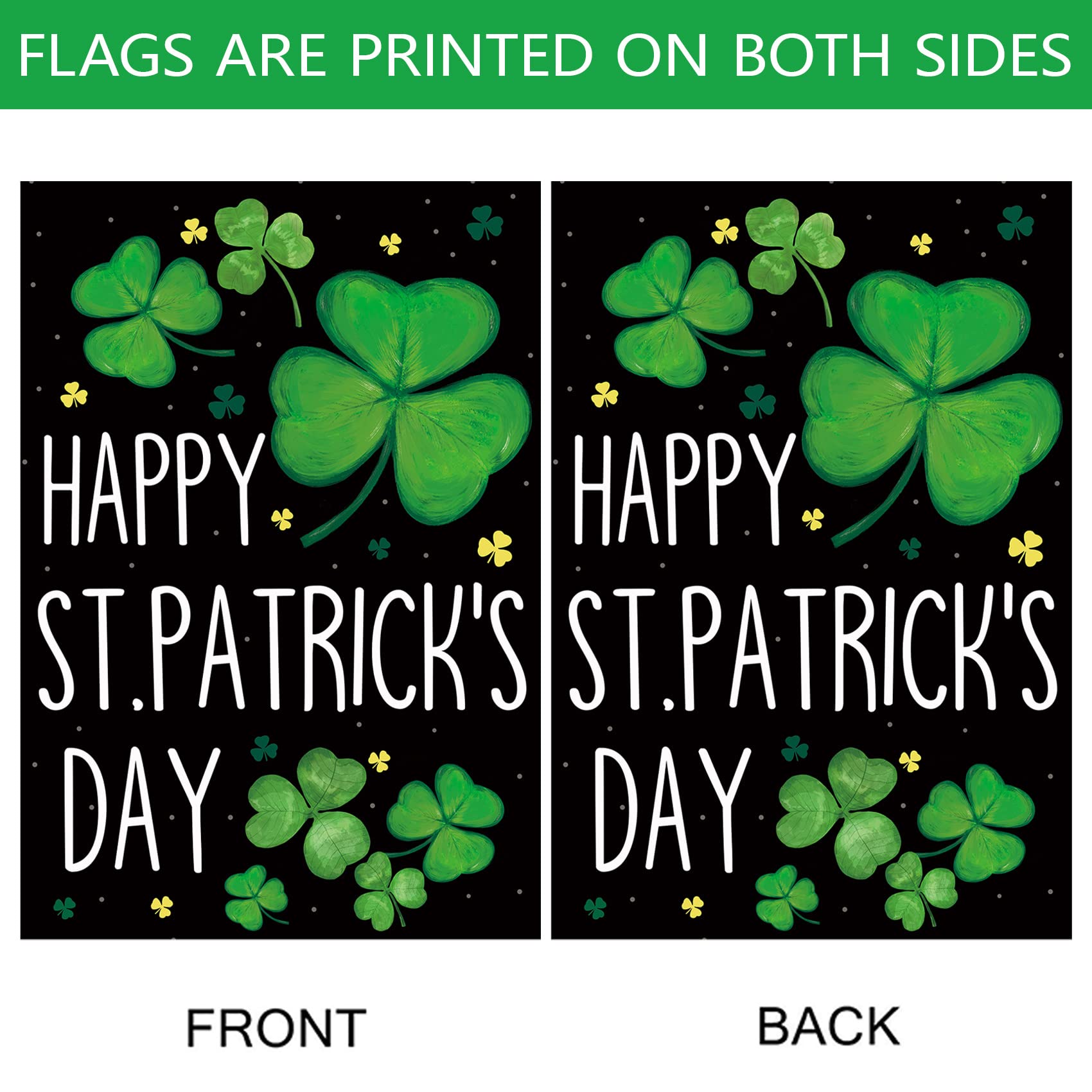 Morigins Happy St Patrick's Day Lucky Shamrocks Clover Double Sided Spring 17 March Yard Outdoor House Flag 28x40 Inch