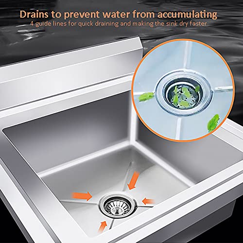 QQXX Stainless Steel Commercial Kitchen Sink,Free Standing Sink Single Bowl,Utility Sink with Faucet for Restaurant Kitchen Laundry Garage Indoor Outdoor Washing Hand Basin