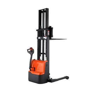 tory carrier full electric walkie pallet stackers with straddle legs, 2640lbs capacity material lifts with adjusatble forks, 118" lifting height