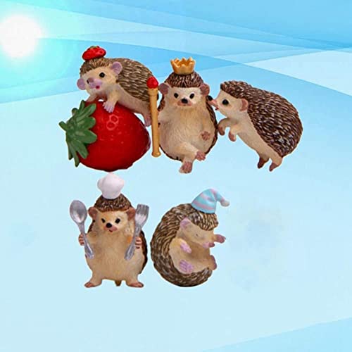 Hedgehog Miniatures 1/5PCS Resin Miniature Landscape Cute Cartoon Micro Hedgehog Tiny Figurines Garden Home Desk Bonsai Decor Ornaments(E)