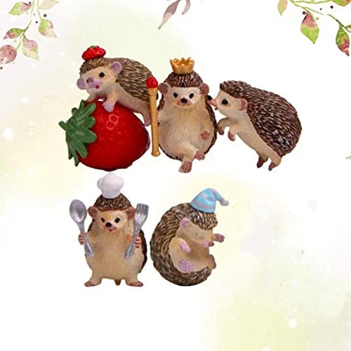 Hedgehog Miniatures 1/5PCS Resin Miniature Landscape Cute Cartoon Micro Hedgehog Tiny Figurines Garden Home Desk Bonsai Decor Ornaments(E)