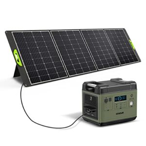 eenour solar generator p2001 2000wh capacity with 1x solar panel 400w, 6x 110v/2000w ac outlets, ideal for home backup, emergency, outdoor camping