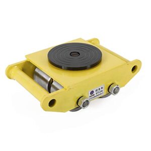 machinery mover 6t 13200lbs capacity machinery skate with 4 rollers, industrial machine dolly skate machinery roller mover cargo trolley with 360° rotation cap (yellow)