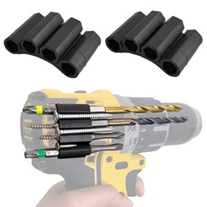 2 pack upgraded magnetic bits holster attach to drill,universal fit 1/4 inch magnet screw driver bits hex screw holder sleeve for impact driver,hold 4 drill tips on side of drill