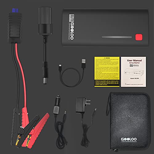 GOOLOO GE1200 Jump Starter with GTX300 Power Station Outdoor Solar Generator for home use with 110V/300W Pure Sine Wave AC Outlet,Portable Battery Booster Pack for Up to 7.0L Gas or 5.5L Diesel Engine