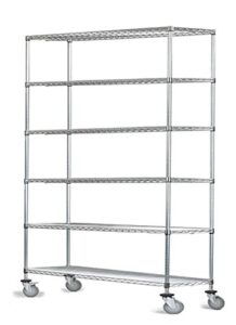 omega 21" deep x 42" wide x 102" high 6 tier chrome wire shelf truck with 1200 lb capacity