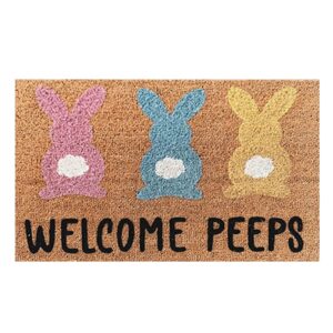easter day coir door mat outdoor your name est bunny happy absorbent 23×16inch low-profile indoor floormats muddy