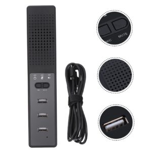 KOMBIUDA 2 Pcs Mini Stereo USB Microphone Mini Audio Conference Microphone Speaker with 3 USB Interface Computer Speakers for Desktop Computer Microphone Laptop Office Household Abs