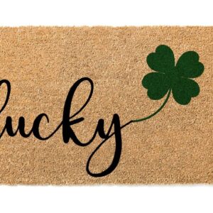 Lucky Shamrock Doormat | St. Patrick's Day Housewarming Gift Door Mat | Premium Quality, Thick 100% Coir Coconut Husk Front & Made in The USA - Doormat (18x30)