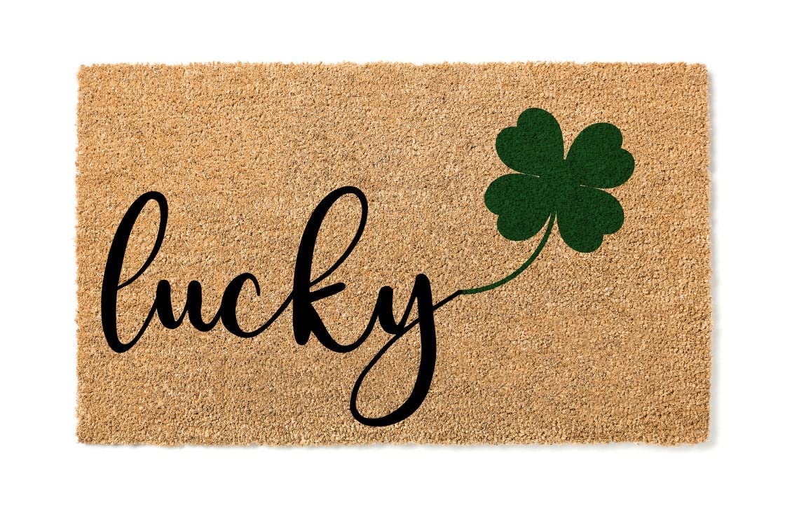 Lucky Shamrock Doormat | St. Patrick's Day Housewarming Gift Door Mat | Premium Quality, Thick 100% Coir Coconut Husk Front & Made in The USA - Doormat (18x30)