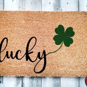 Lucky Shamrock Doormat | St. Patrick's Day Housewarming Gift Door Mat | Premium Quality, Thick 100% Coir Coconut Husk Front & Made in The USA - Doormat (18x30)