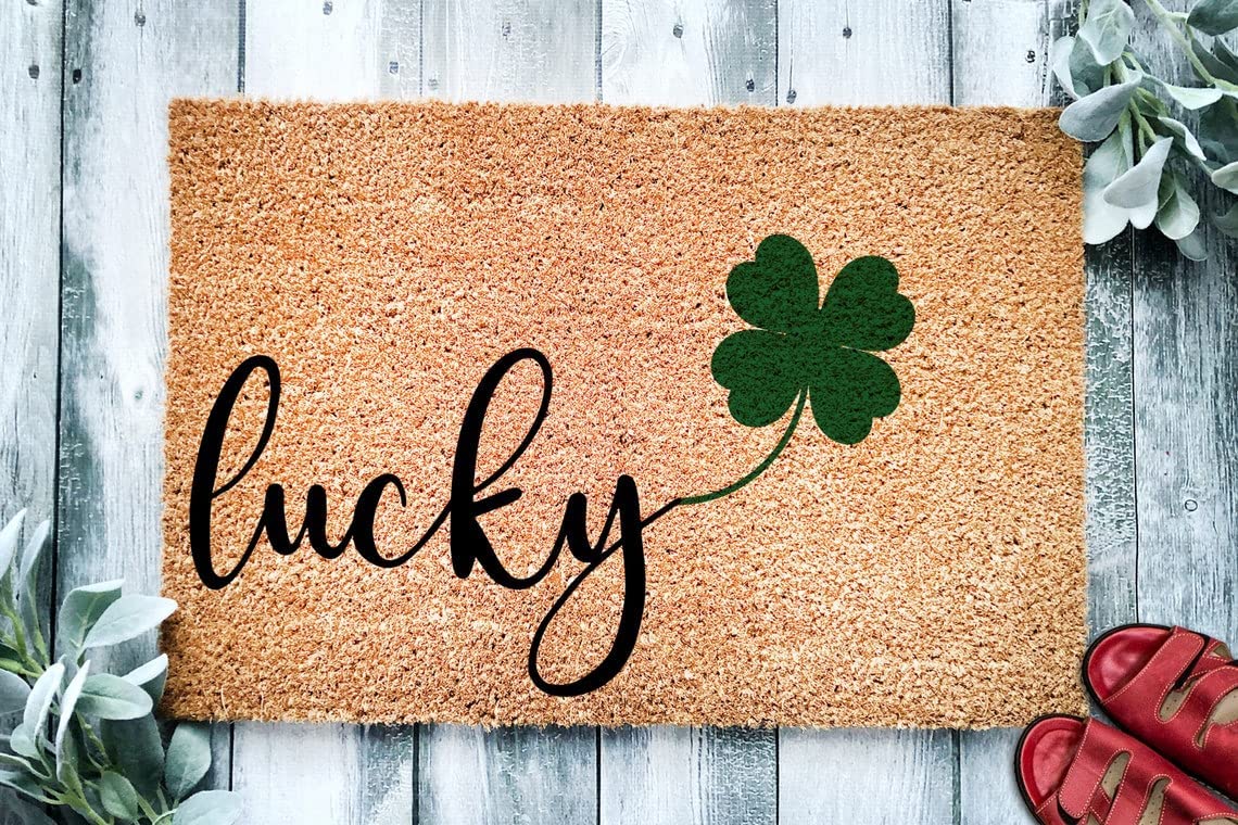 Lucky Shamrock Doormat | St. Patrick's Day Housewarming Gift Door Mat | Premium Quality, Thick 100% Coir Coconut Husk Front & Made in The USA - Doormat (18x30)