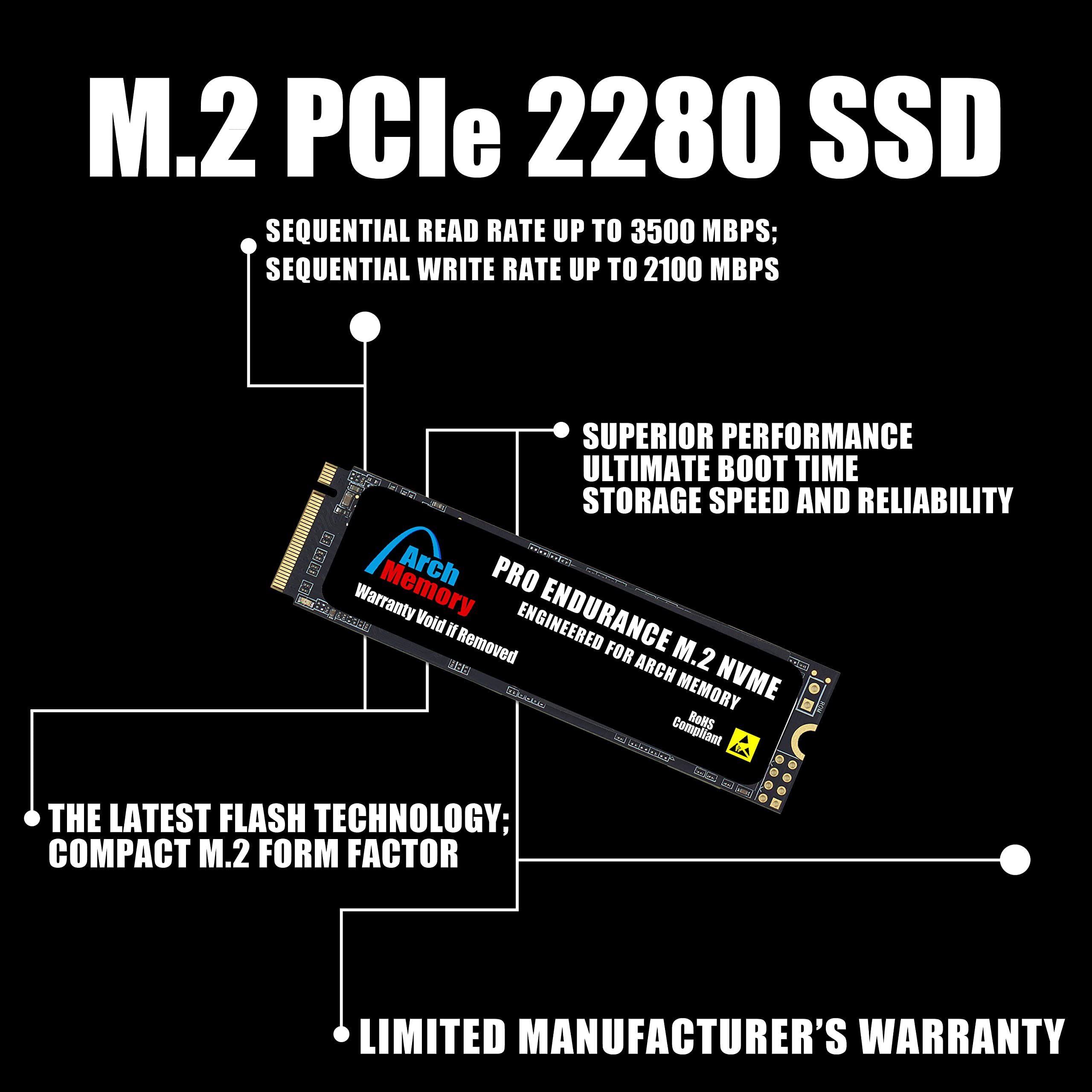 Arch Memory Replacement for Dell SNP228G44/1TB AC037409 1TB M.2 2280 PCIe (4.0 x4) NVMe Solid State Drive for Latitude 7320
