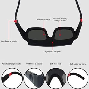 Auto Darkening Welding Goggles, Solar Powered Welder Glasses, Eye Protection Goggles Welding Equipment for TIG, MIG, Plasma, Arc, Welding, Cutting, Grinding