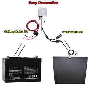 LensunSolar Waterproof 10A 12V Bluetooth MPPT Solar Charge Controller Regulator with Battery Alligator Clips and Standard Solar Connectors for Lithium-ion LiFePO4 AGM Gel Lead-Acid Vehicle Batteries