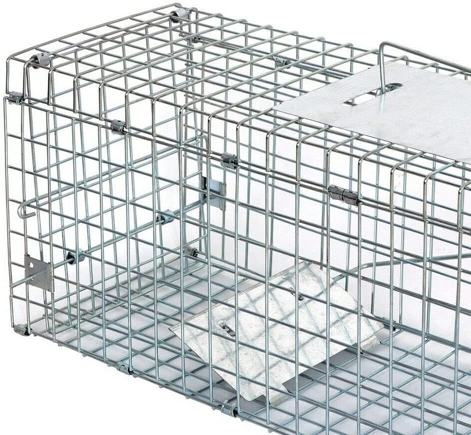 Jahy2Tech Live Animal Trap Cage 24"X8"X 7.5" Cat Trap Cage Foldable Steel Humane Catch and Release for Rabbit, Groundhog, Squirrel, Raccoon, Mole, Gopher, Cat