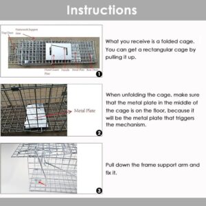 Jahy2Tech Live Animal Trap Cage 24"X8"X 7.5" Cat Trap Cage Foldable Steel Humane Catch and Release for Rabbit, Groundhog, Squirrel, Raccoon, Mole, Gopher, Cat