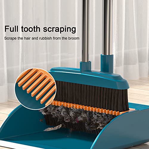 Dustpan and Brush Set Brooms and Dustpan Set for Home Cleaning Supplies Dustpan Long Handle Brooms & Dustpan Combo for Office Stand up Brooms and Dustpan Sweeper Built in Scraper and Comb