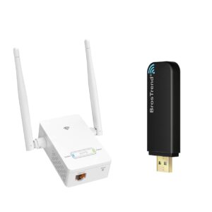 BrosTrend Universal WiFi to Ethernet Adapter, 300Mbps on 2.4GHz, WiFi to Wired Converter Wireless Bridge + BrosTrend Linux USB WiFi Adapter 1200Mbps Supports Ubuntu, Mint, Kali, Debian, Kubuntu, Mate