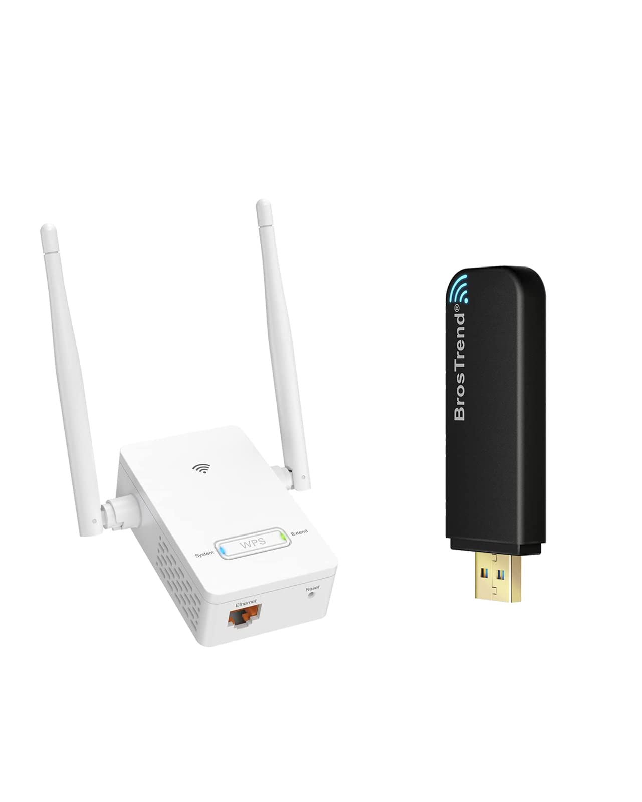 BrosTrend Universal WiFi to Ethernet Adapter, 300Mbps on 2.4GHz, WiFi to Wired Converter Wireless Bridge + BrosTrend Linux USB WiFi Adapter 1200Mbps Supports Ubuntu, Mint, Kali, Debian, Kubuntu, Mate