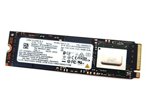 Solid State Drive M02627-001 Compatible Replacement Spare Part for Micron 2300 MTFDHBA512TDV 512GB TLC M.2 2280 NVMe PCI-Express Gen3 x4 SSD