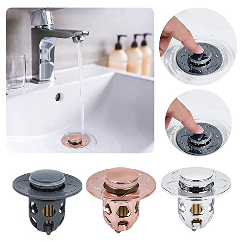 kdhgoo 1PC Washbasin Electroplating Drainer Bouncing Core, Universal Push-Type Washbasin Head Leak-Proof Plug Kitchen Tool