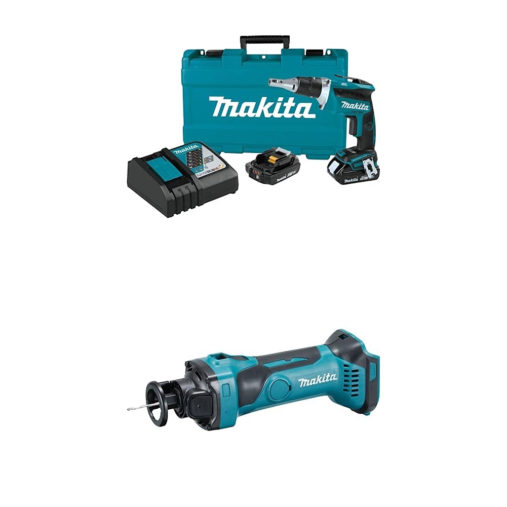 Makita XSF03R 18V LXT Lithium-Ion COMPACT Brushless Cordless Drywall Screwdriver Kit (2.0Ah) with Makita XOC01Z 18V LXT® Lithium-Ion Cordless Cut-Out Tool, Tool Only