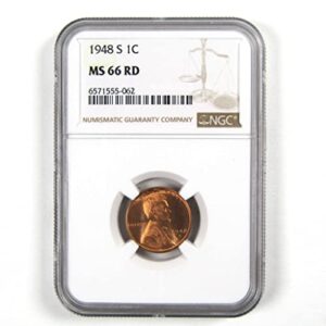 1948 s lincoln wheat cent ms 66 rd ngc penny uncirculated sku:i3633