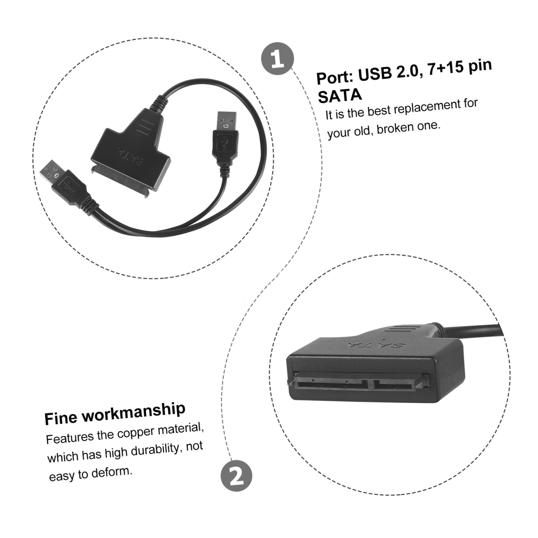 KOMBIUDA Hard Drive Cable USB to Connector Adapter USB Cables Laptop Hard Drive USB connectors USB to Wire USB to 3. 5 USB to Data Line to USB Cable USB a Cable Hard Disk Converter Copper