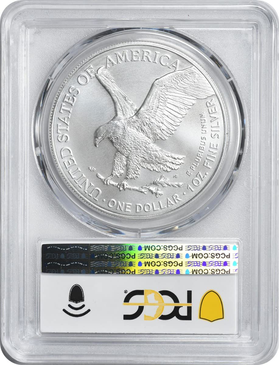 2023 W $1 American Silver Eagle Dollar, First Strike, Struck at West Point Label, No Mint Mark PCGS MS70