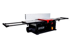 cutech 40180hi 8-inch spiral cutterhead benchtop jointer with cast iron tables, 16 tungsten carbide inserts, extra long 24" fence and additional fence brackets