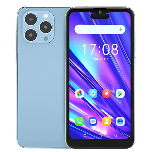 I14ProMax Smartphone, Unlocked Cell Phone for Androids, 6.1in 3G Network Dual SIM Cards, 4GB 32GB Storage, MTK6580A Quad Core CPU, 5MP 8MP Camera, 2G 5G WiFi GPS Bluetooth5.0