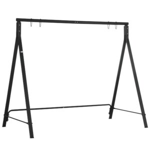 outsunny metal porch swing stand, heavy duty swing frame, hanging chair stand only, 660 lbs weight capacity, for backyard, patio, lawn, playground, black