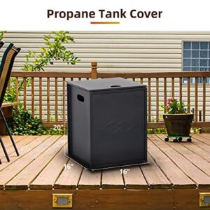 Propane Metal Tank Cover Table for Gas Fire Pits, Gas Tank Holder Storage Side Table for 20 Pound Propane Tank, 16-inch Hideaway Table with Side Handles