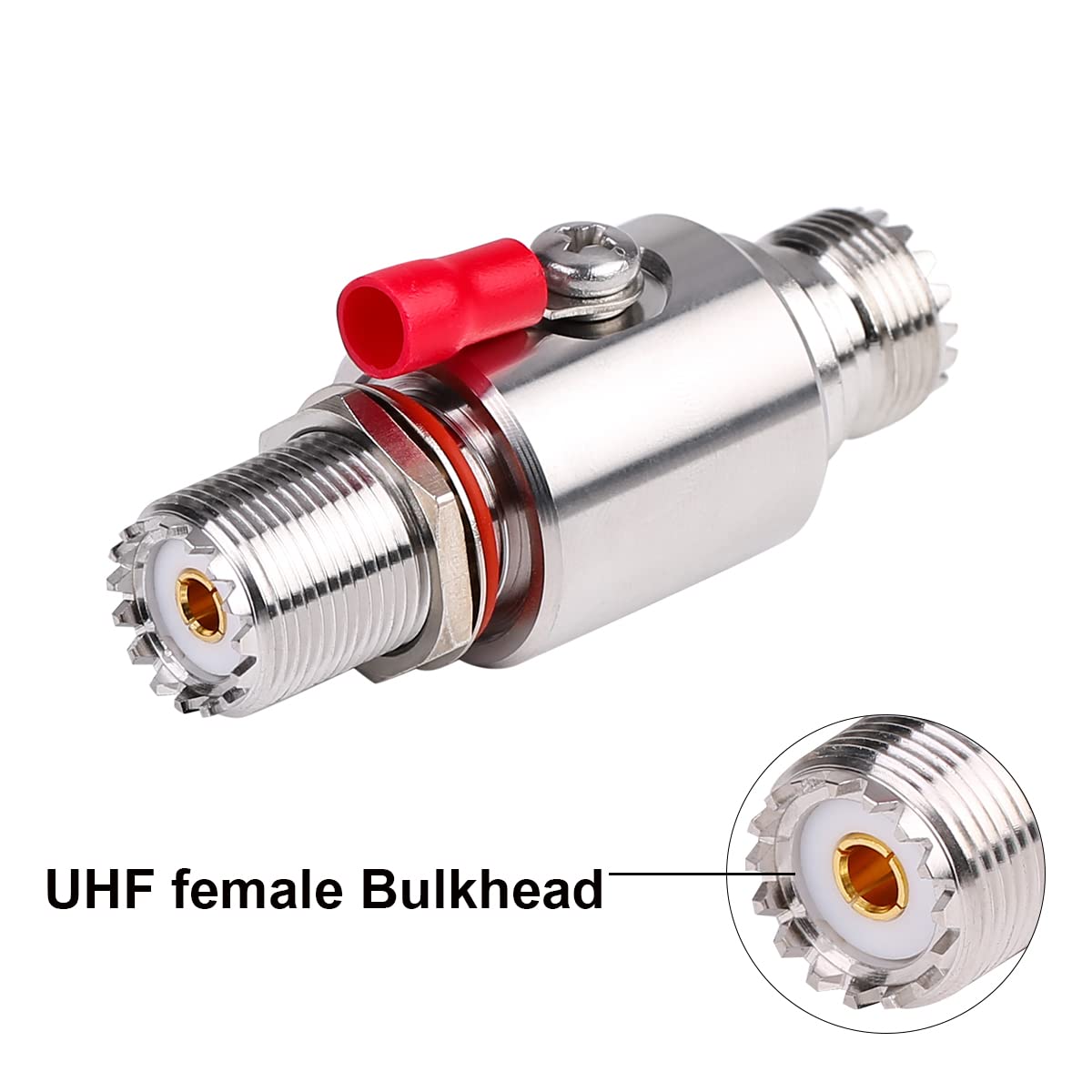 RFiotasy UHF Coaxial Lightning Arrestor PL-259 Lightning Surge Protector PL259 Socket (UHF Female) to SO239 Socket (UHF Female) Bulkhead for CB Radio, HAM Radio Gear, 2-Way Base Stations RFiotasy