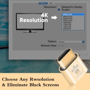 Furjosta HDMI Dummy Plug fit-Headless Display Emulator DDC EDID Fit Headless Ghos with Windows Mac OSX Linux Great for for Computer Desktop Support 3840x2160@61Hz 2P