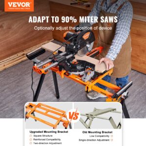 VEVOR Miter Saw Stand, 79in Collapsible Rolling Miter Saw Stand with One-piece Mounting Brackets Clamps Rollers, Heavy Duty Folding Miter Saw Stand with Sliding Rail, 330lbs Load Capacity