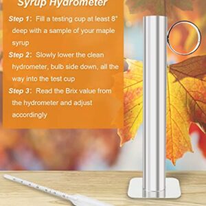 ULXIOM Maple Syrup Hydrometer Test Cup Kit, Maple Syrup Density Kit, Baume and Brix Scale, Stainless Steel Maple Syrup Kit with Cleaning Brush, Calibrated to Create Pure Maple Syrup