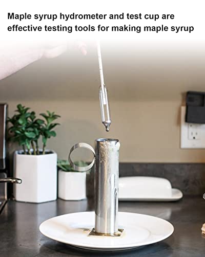 ULXIOM Maple Syrup Hydrometer Test Cup Kit, Maple Syrup Density Kit, Baume and Brix Scale, Stainless Steel Maple Syrup Kit with Cleaning Brush, Calibrated to Create Pure Maple Syrup