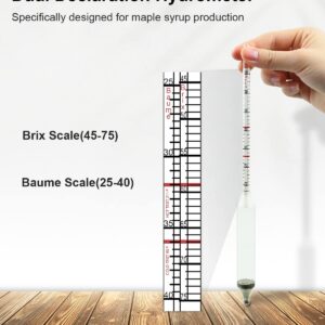 ULXIOM Maple Syrup Hydrometer, Baume and Brix Scale for Measure Sugar and Moisture Content (Density) of Boiled Sap