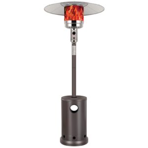 hykolity 50,000 btu propane patio heater, stainless steel burner, triple protection system, wheels, outdoor heaters for patio, garden, commercial and residential, brown