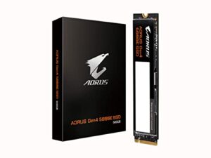 gigabyte aorus gen4 5000e ssd 500gb pcie 4.0 nvme m.2 internal solid state hard drive with read speed up to 5000mb/s, write speed up to 3800mb/s, ag450e500g-g