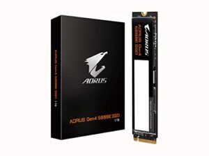 gigabyte aorus gen4 5000e ssd 1tb ssd pcie 4.0 nvme m.2 internal solid state hard drive with read speed up to 5000mb/s, write speed up to 4600mb/s, ag450e1tb-g